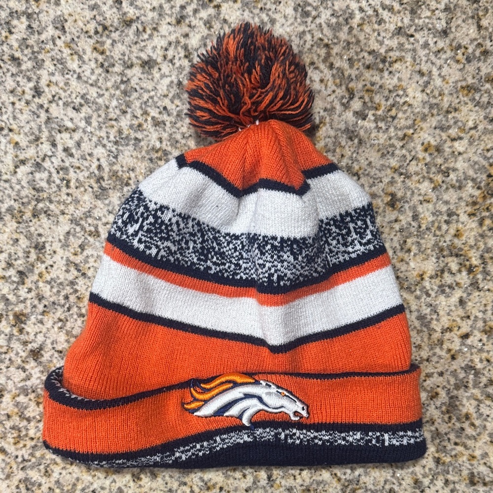Orange and Gray Striped Denver Broncos Beanie